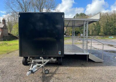 Multi-purpose mobile trailer stage from Slick Staging - ideal for sporting events, performances and and exhibitions.