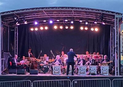 The BBC Big Band on stage. Arch Roof Stage Hire in Dorset Slick Events Ltd.